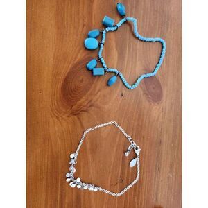 Panama Jack silver chain dangle bracelet & slip on faux turquoise rock bead